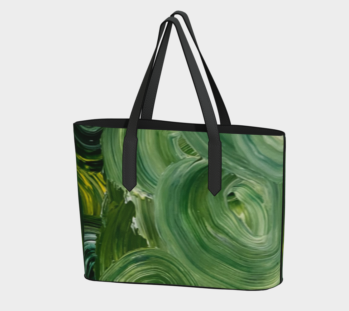 Abstract Green Vegan Leather Tote Bag