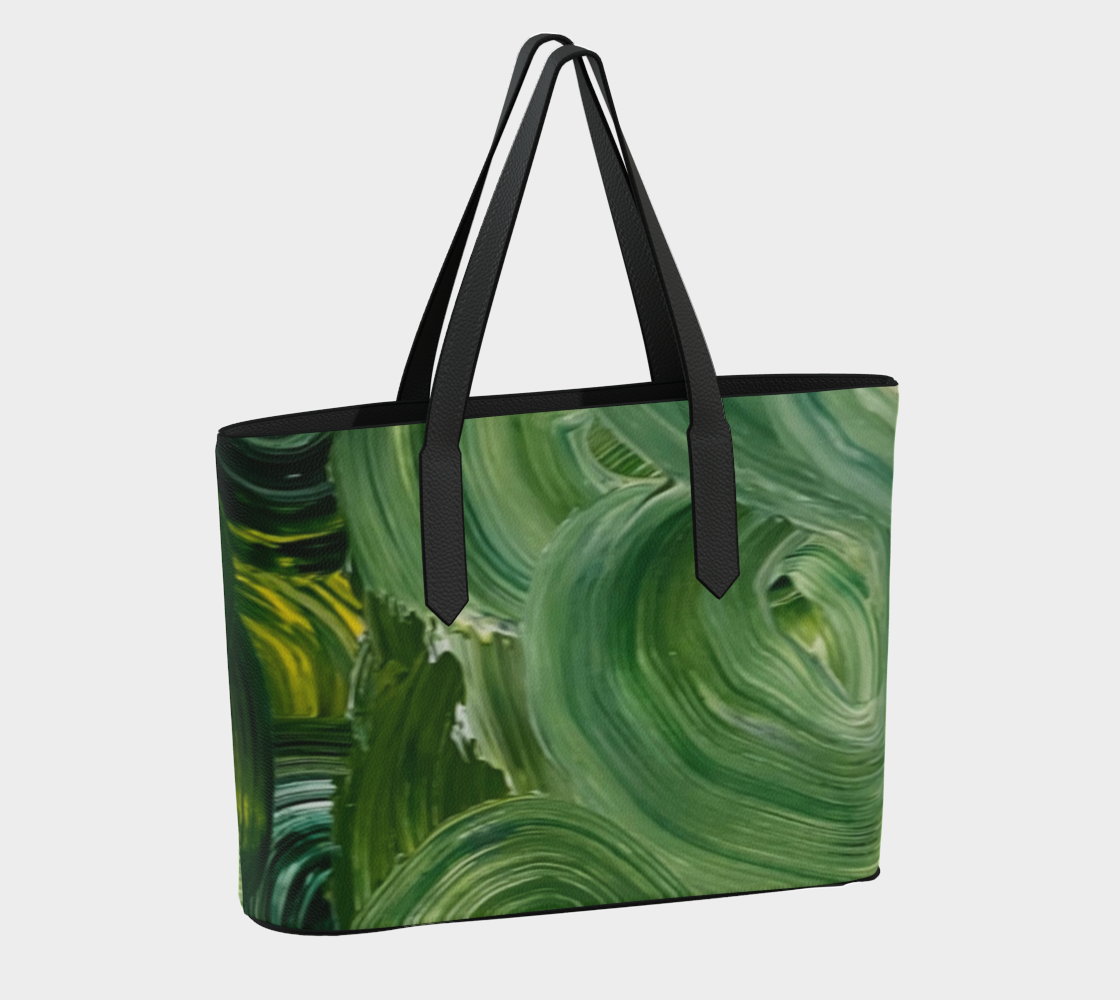 Abstract Green Vegan Leather Tote Bag